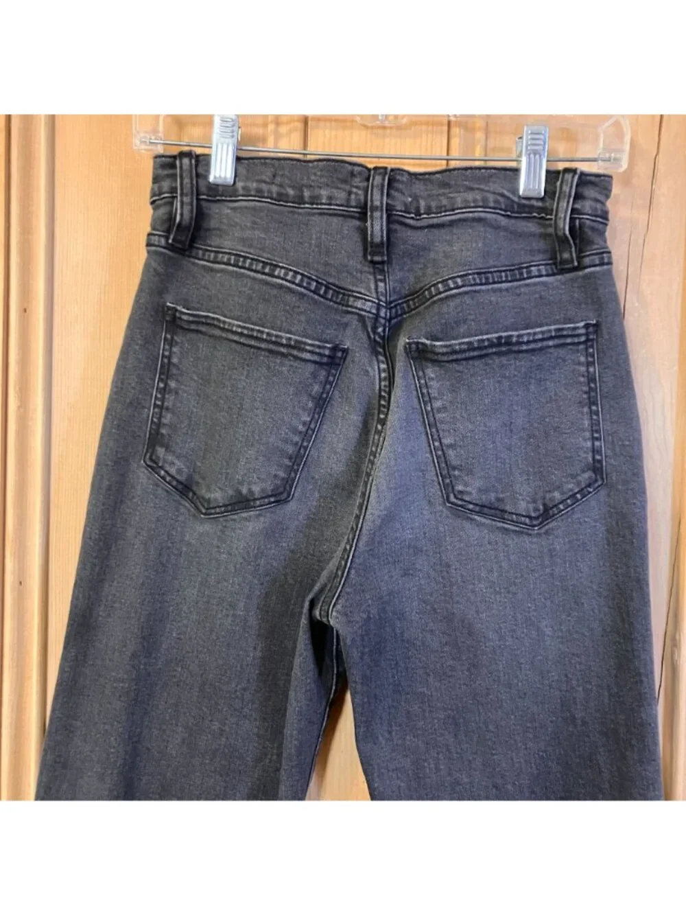 Frame Womens Le Jane Crop Raw Hem Fray Denim Jeans Size 25 Black Obsidian AN EXC - Picture 8 of 12